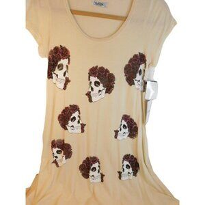 Lauren Moshi Skull Roses Dress Coverup Shirt Size Small New